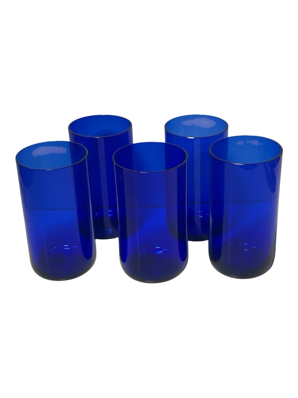 Cobalt Blue Metropolitan Highball Drink Glasses Set of 5